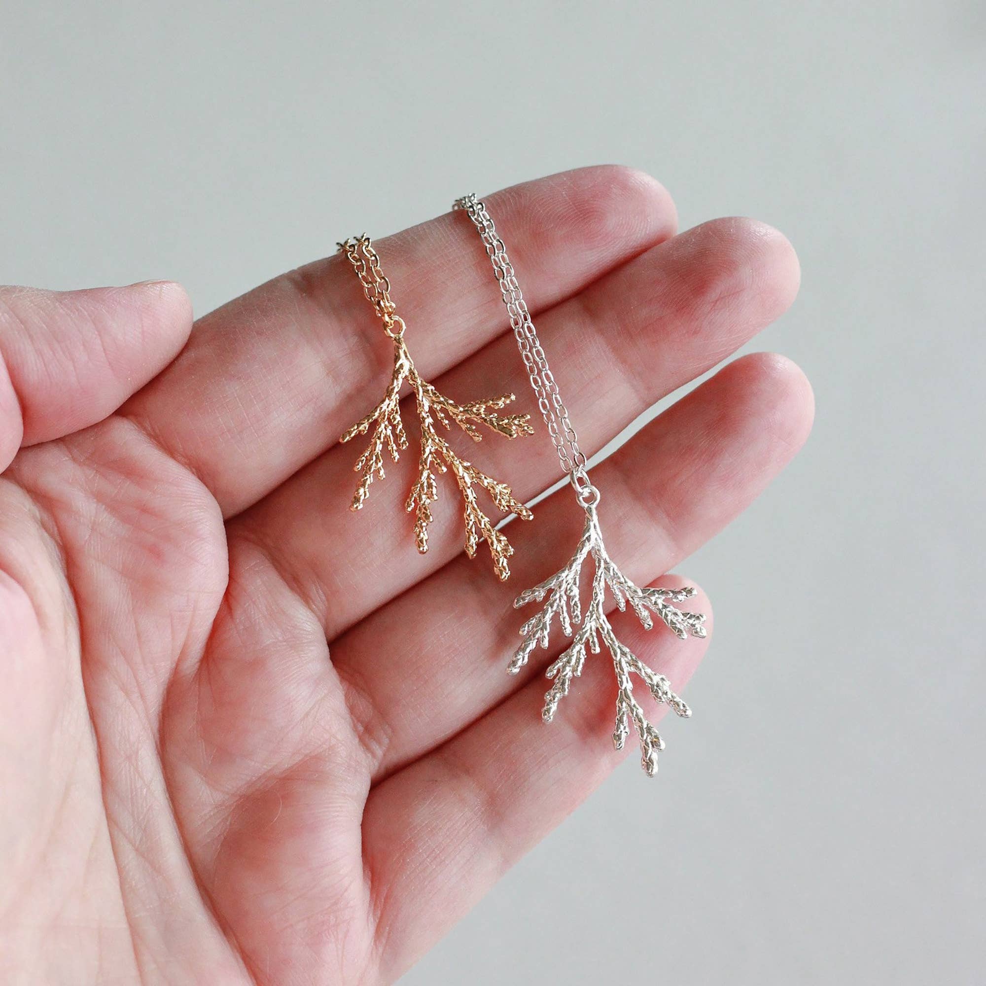 Juniper Branch Necklace: Silver