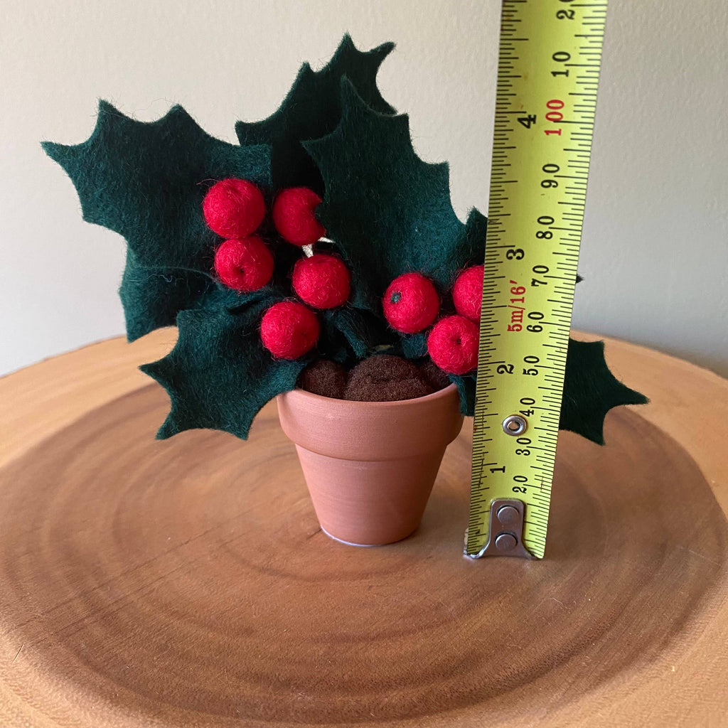 Christmas Holly Felt Forever Plant (Dec Birth Month Flower): Red