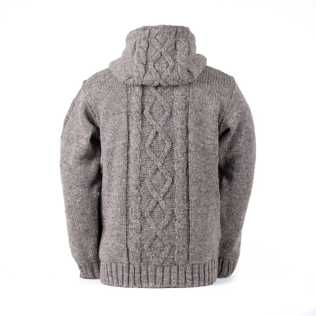 Ronan Wool Sweater with Full Zip and Cable Knit