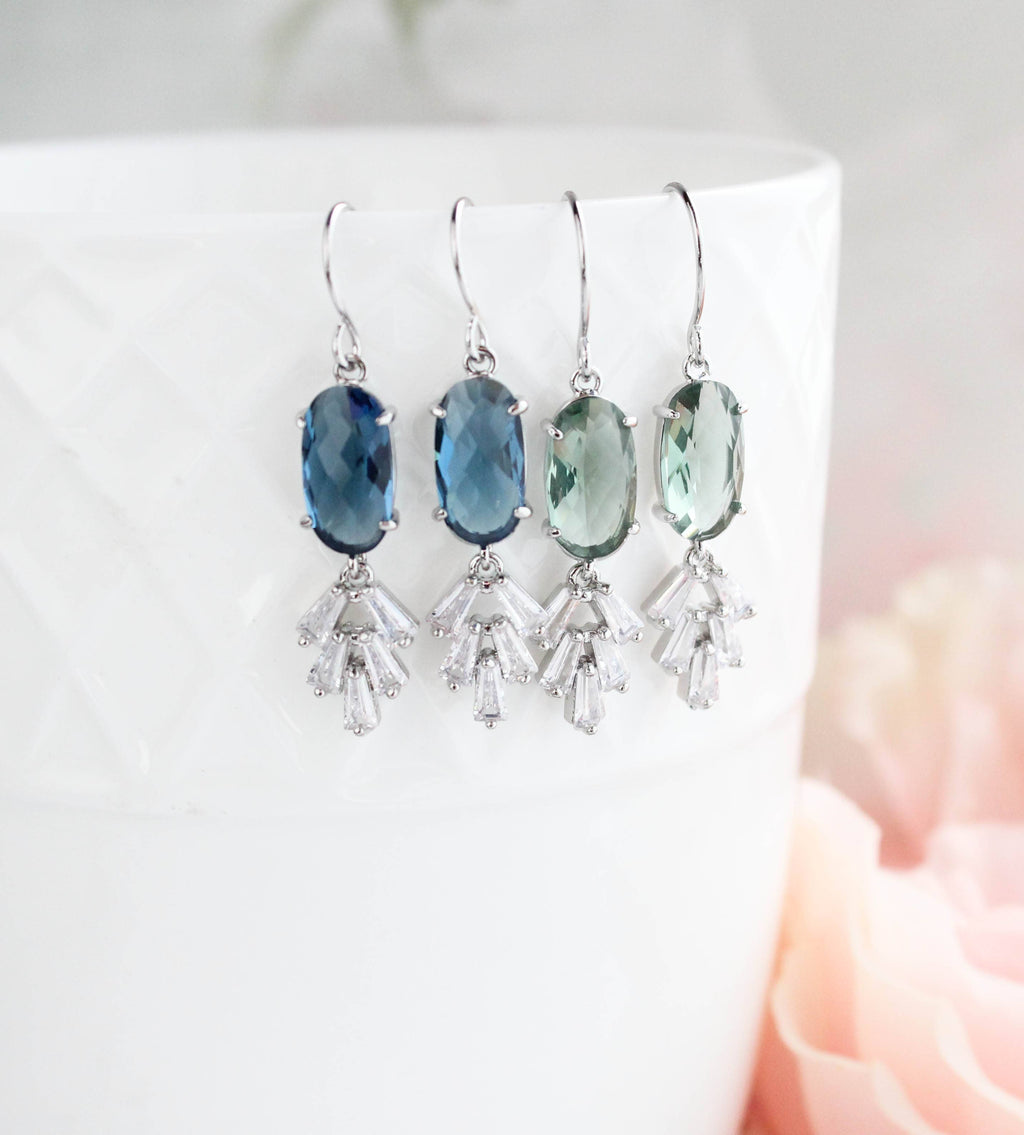 Art Deco Earrings | Sea Green