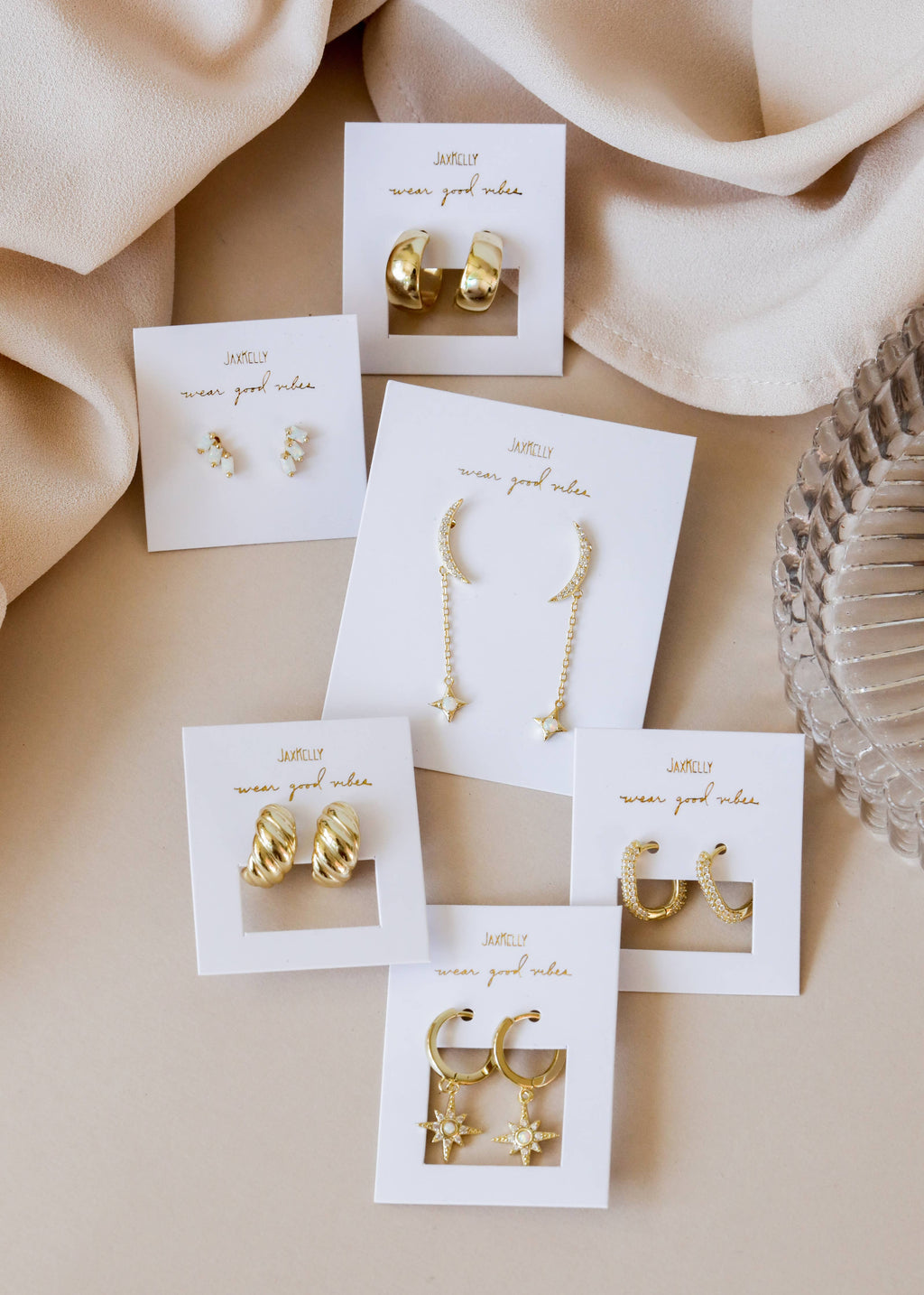 Trio Studs | White Opal & Gold