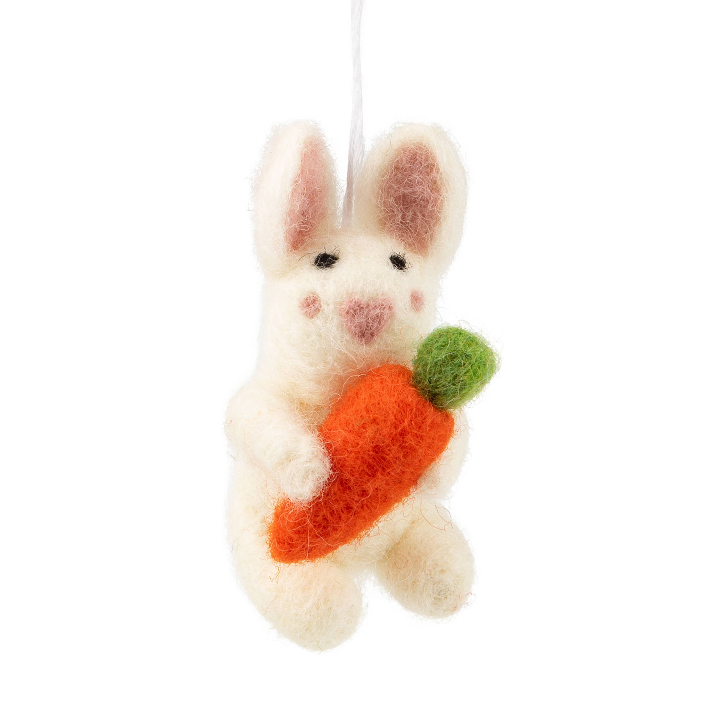 A05272: Felt bunny with carrot ornament, 2.75 in