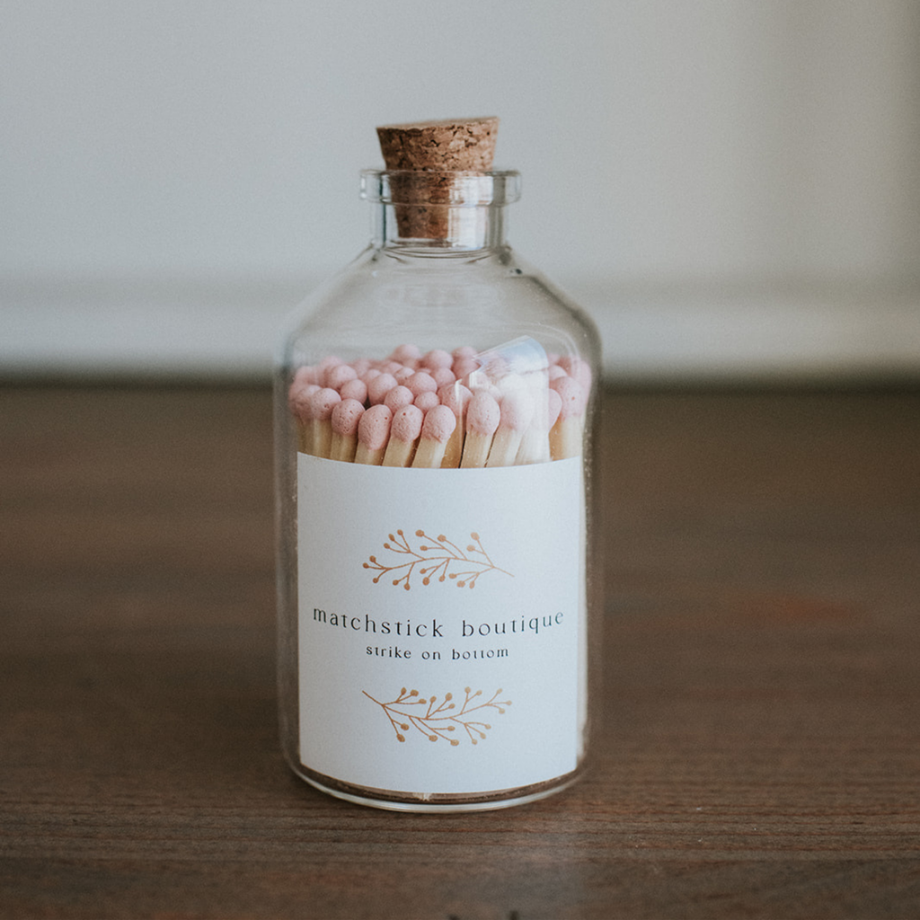 Boho Branches Apothecary Jar: Blush Pink