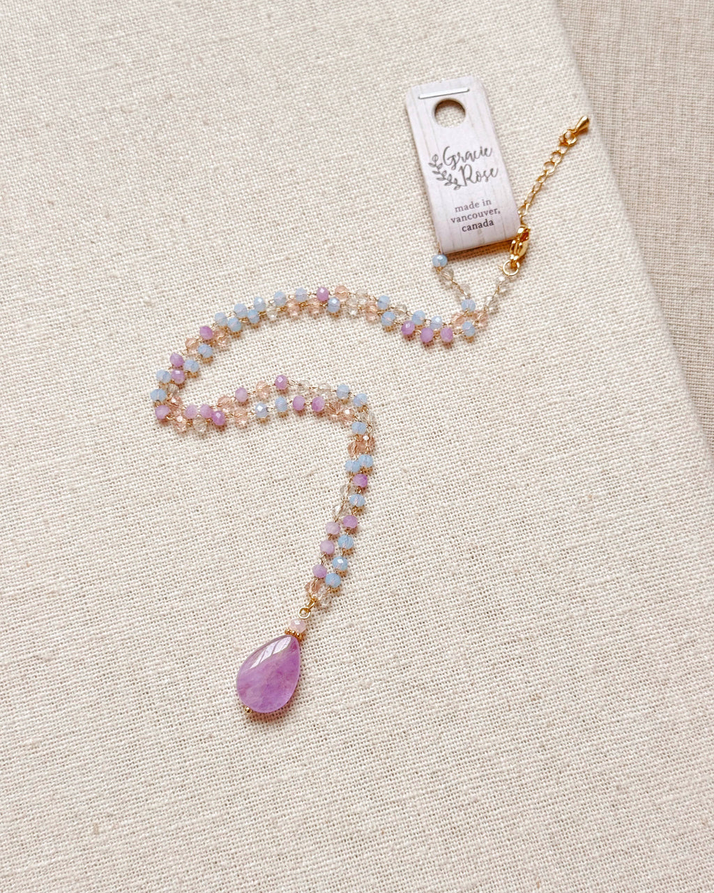 Gold Lilac Amethyst Chain Necklace