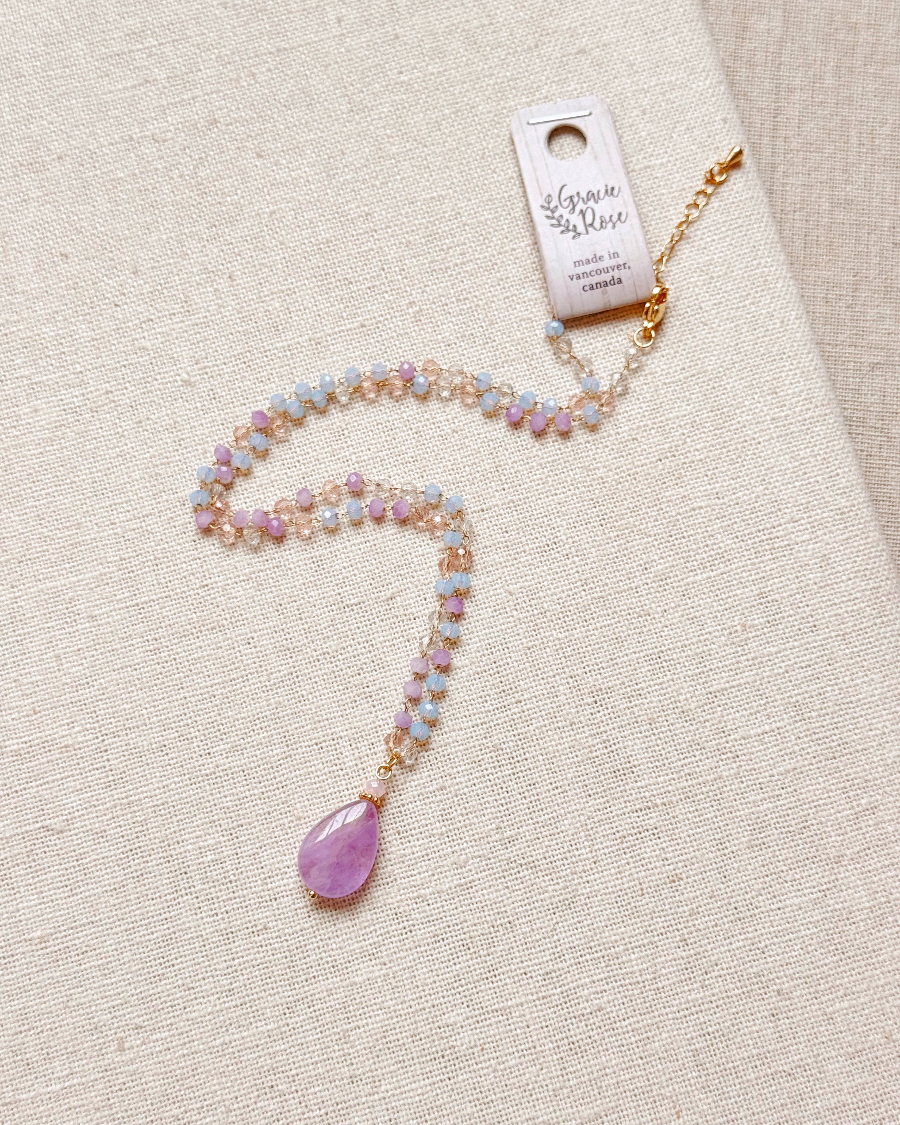 Gold Lilac Amethyst Chain Necklace