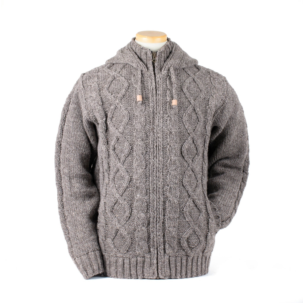 Ronan Wool Sweater with Full Zip and Cable Knit