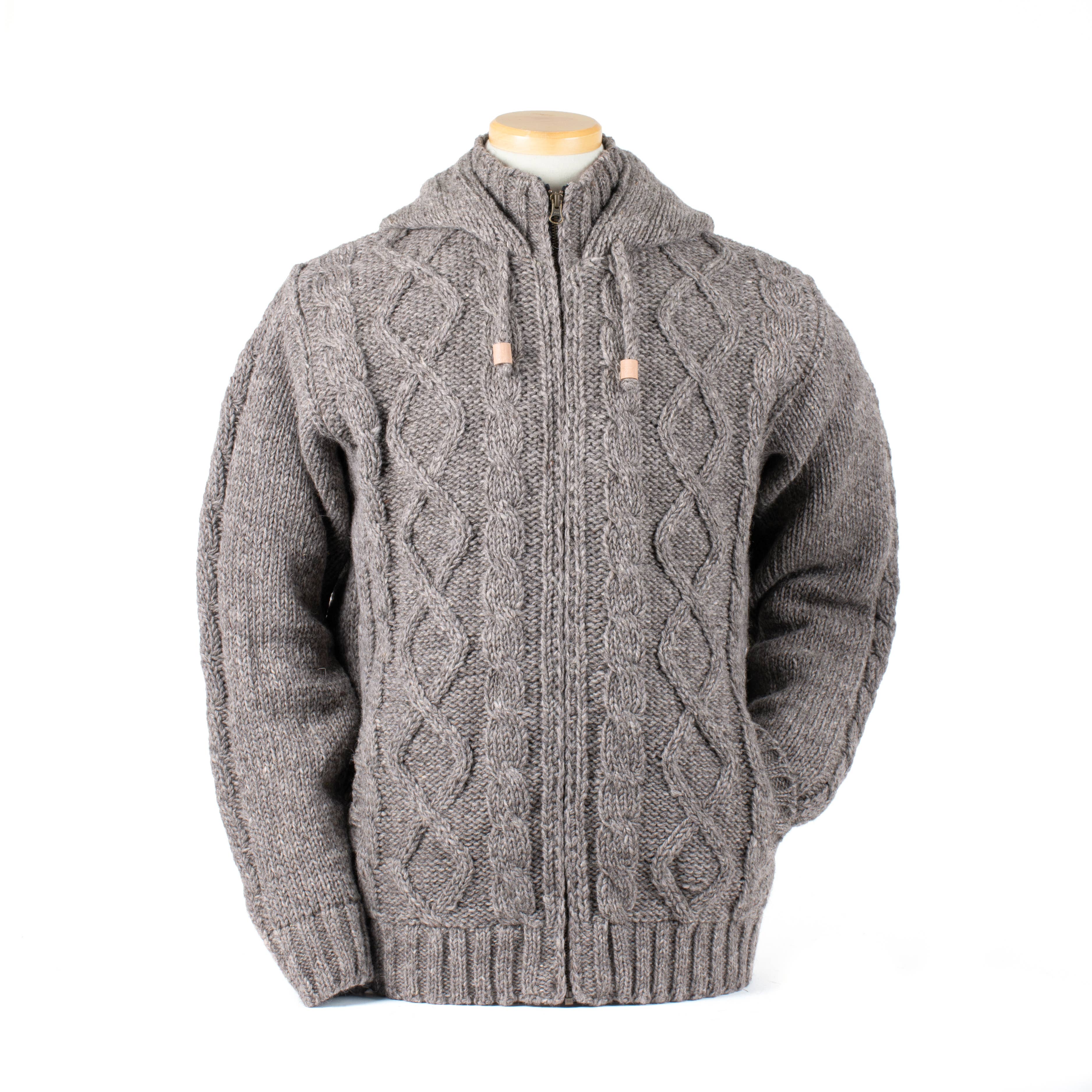 Ronan Wool Sweater with Full Zip and Cable Knit