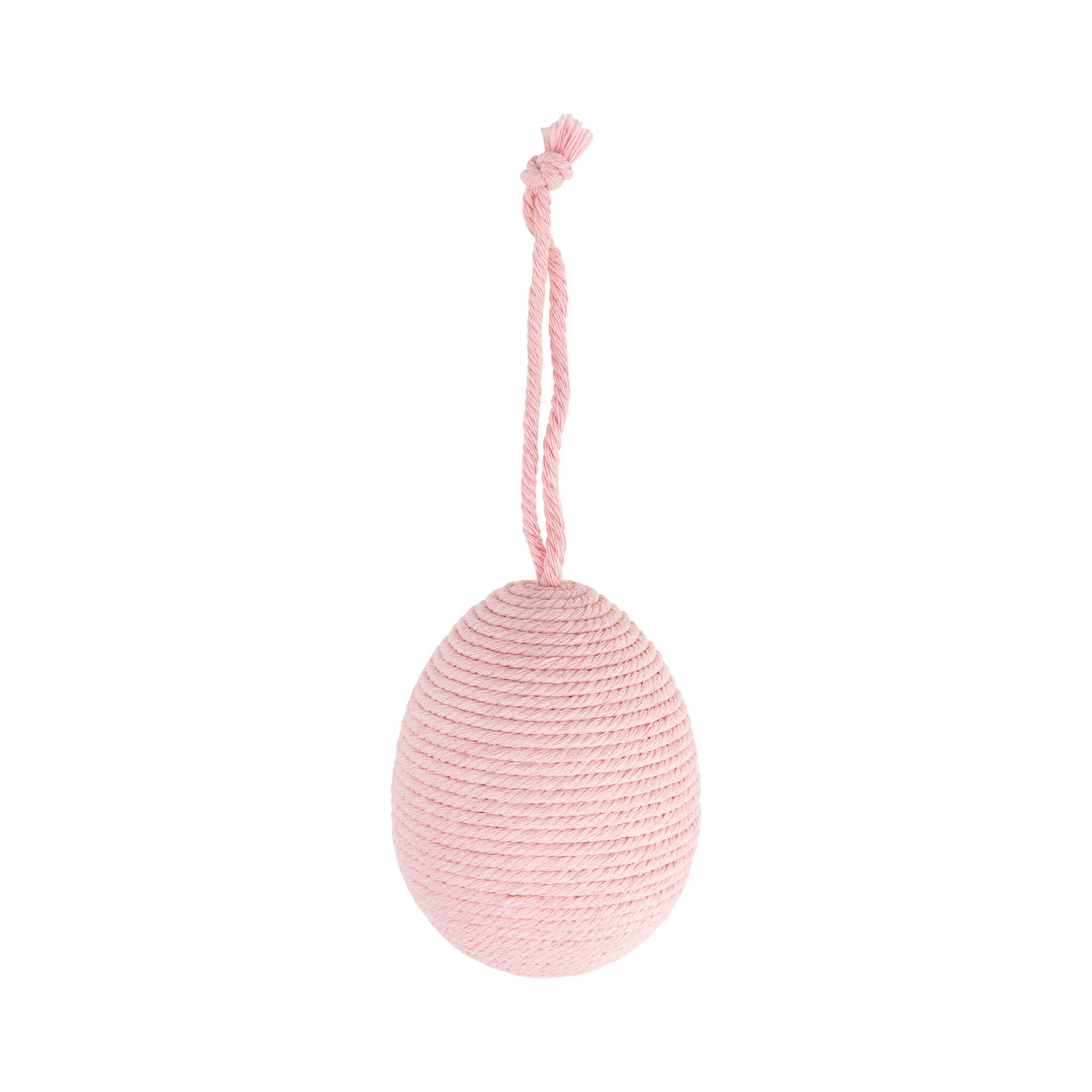 A21612: Pale pink cord egg ornament, 3.5 in