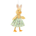 A12768: Felt chick orn, bunny ears, pale green dress, 6 in