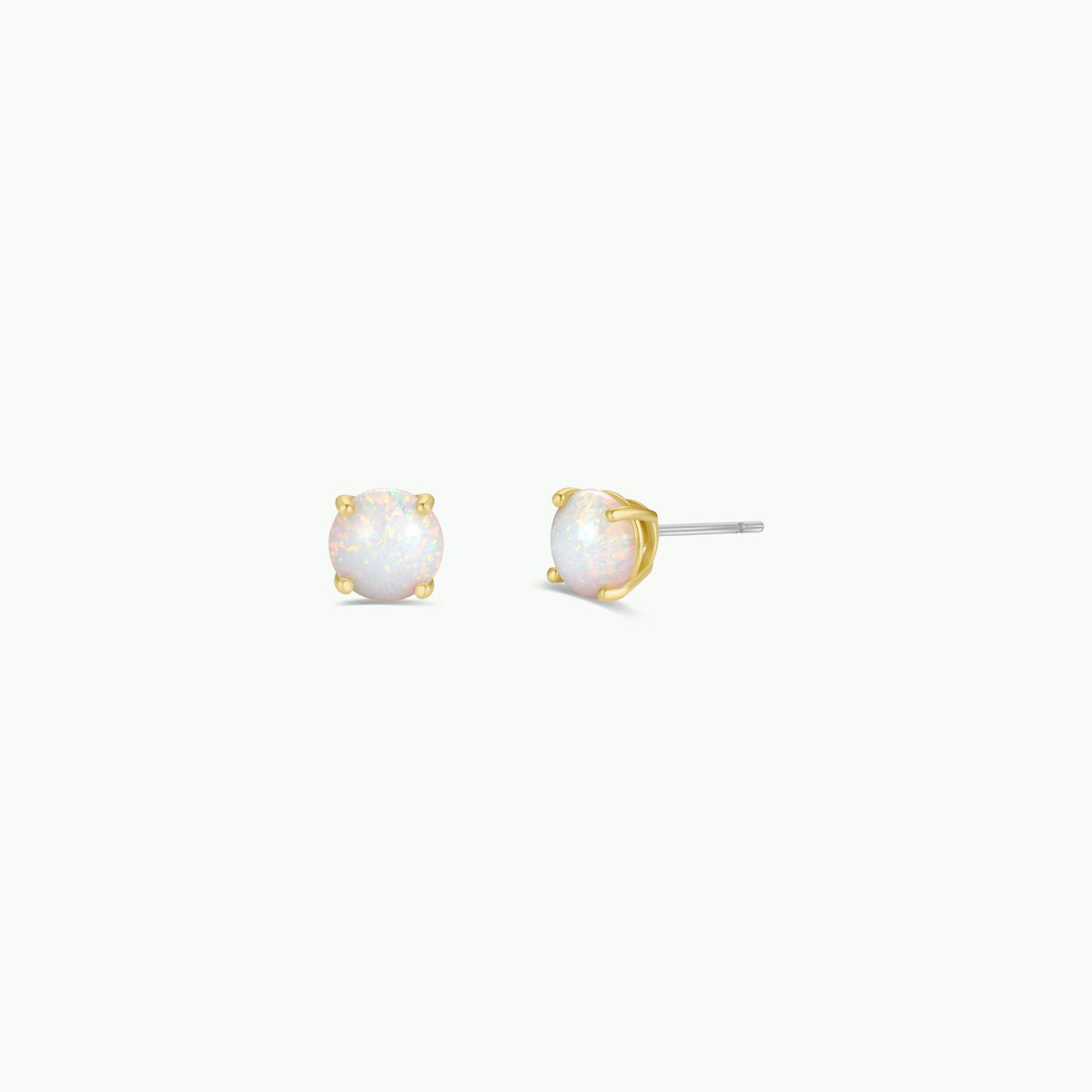 White Opal & Gold Studs