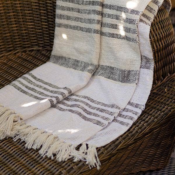 50" x 65" Quality Throw in Cotton Slub With Tassels