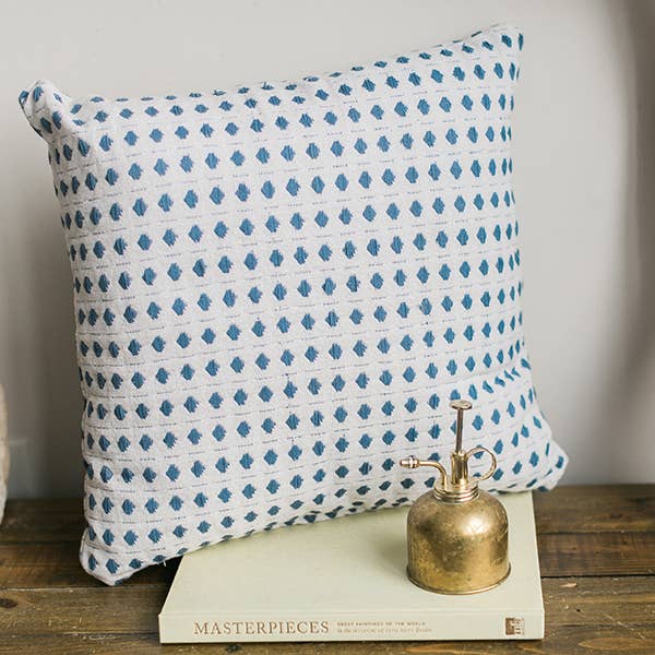 White and Blue Cushion Cover (18" x 18")