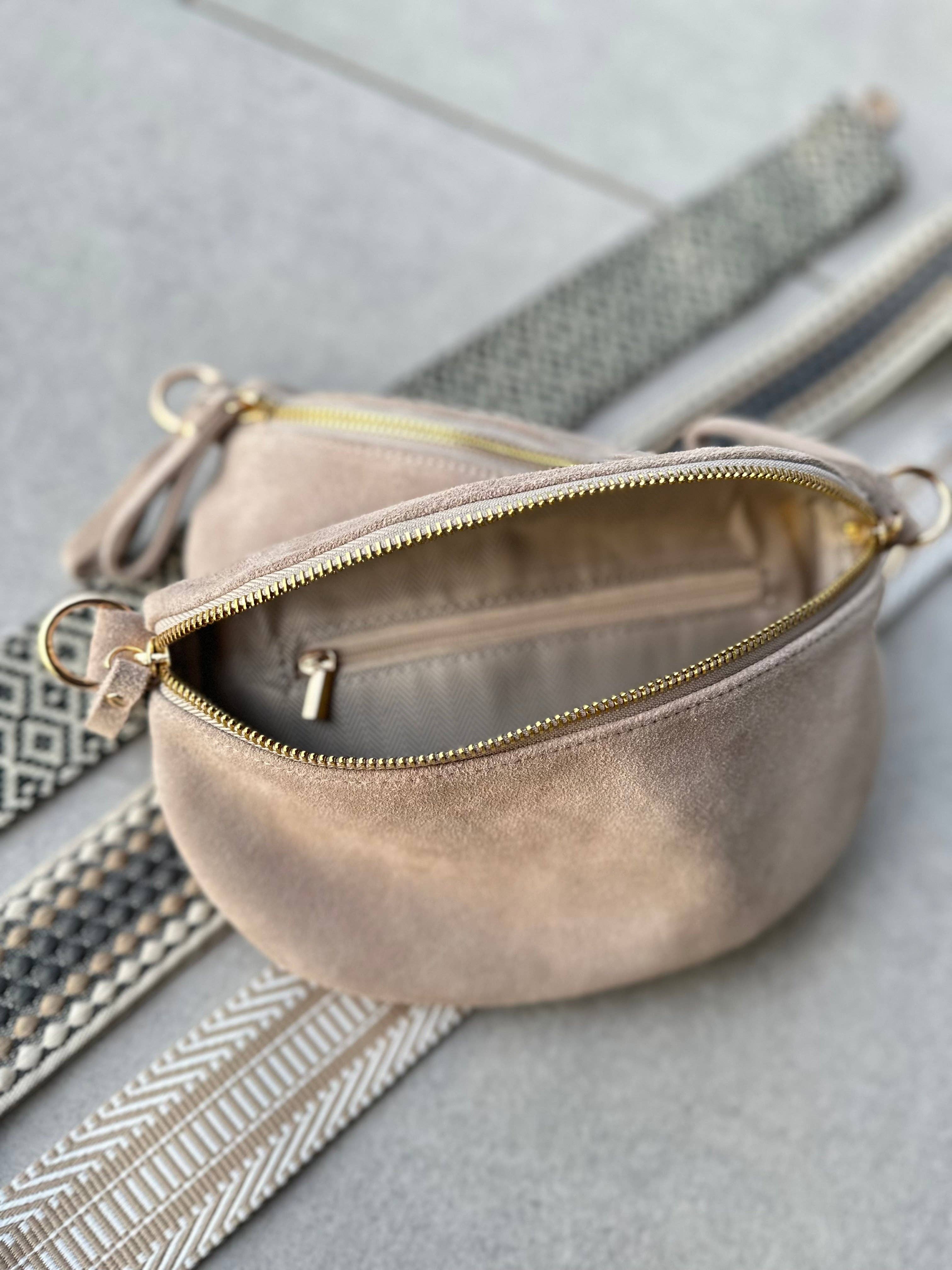 Suede bone crossbody bag