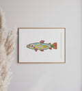 Fish Trout, Pressed Flower Art Print: 8x10