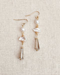 Gold Keshi Pearl & Grey Crystal Drop Earrings