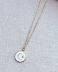Gold White Rhinestone Moon Star Talisman Charm Necklace
