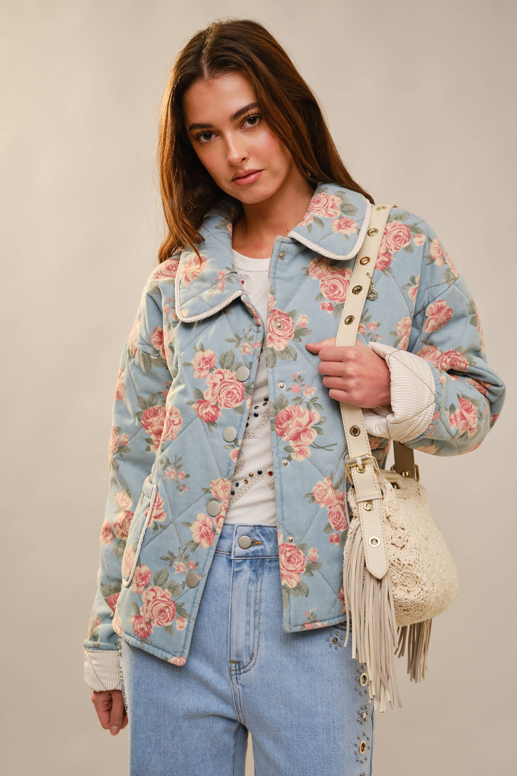 Flower Print Quilted Jacket