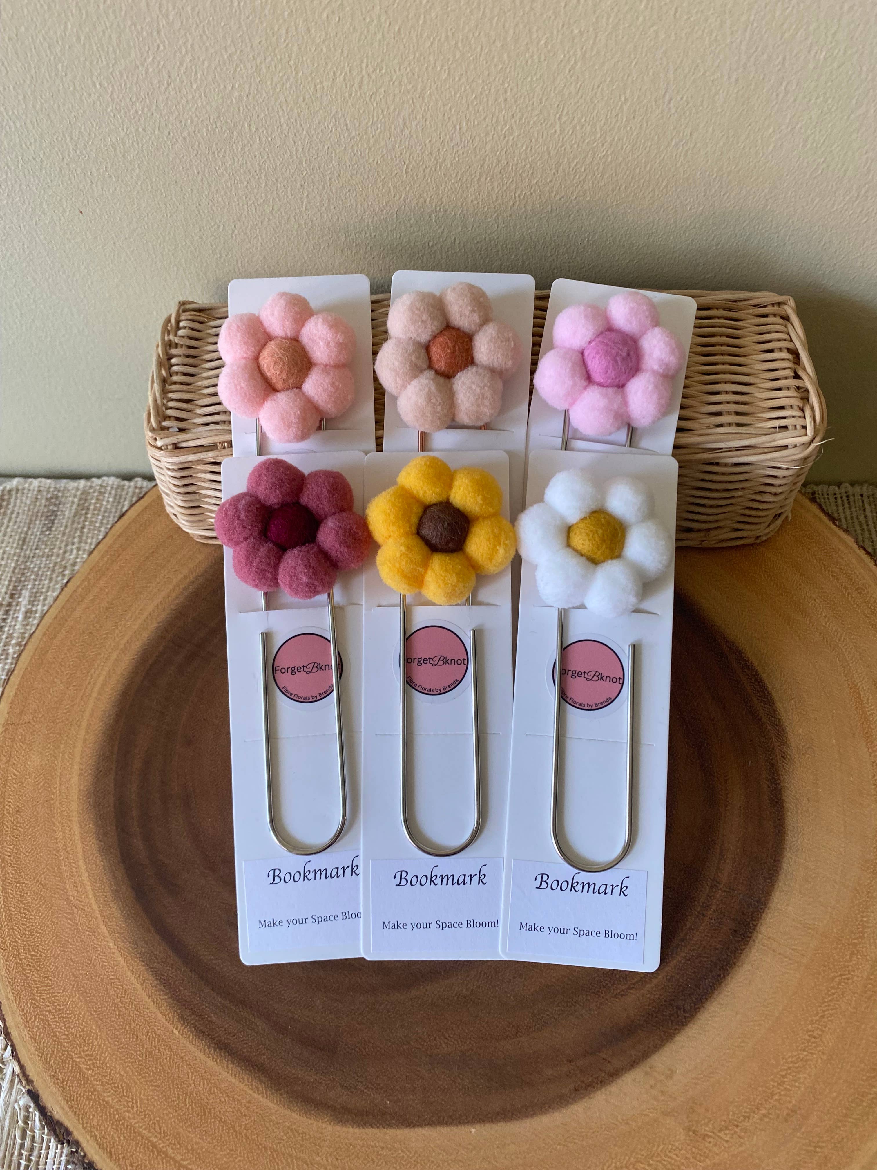 Pompom & Felt Flower Flower Bookmark