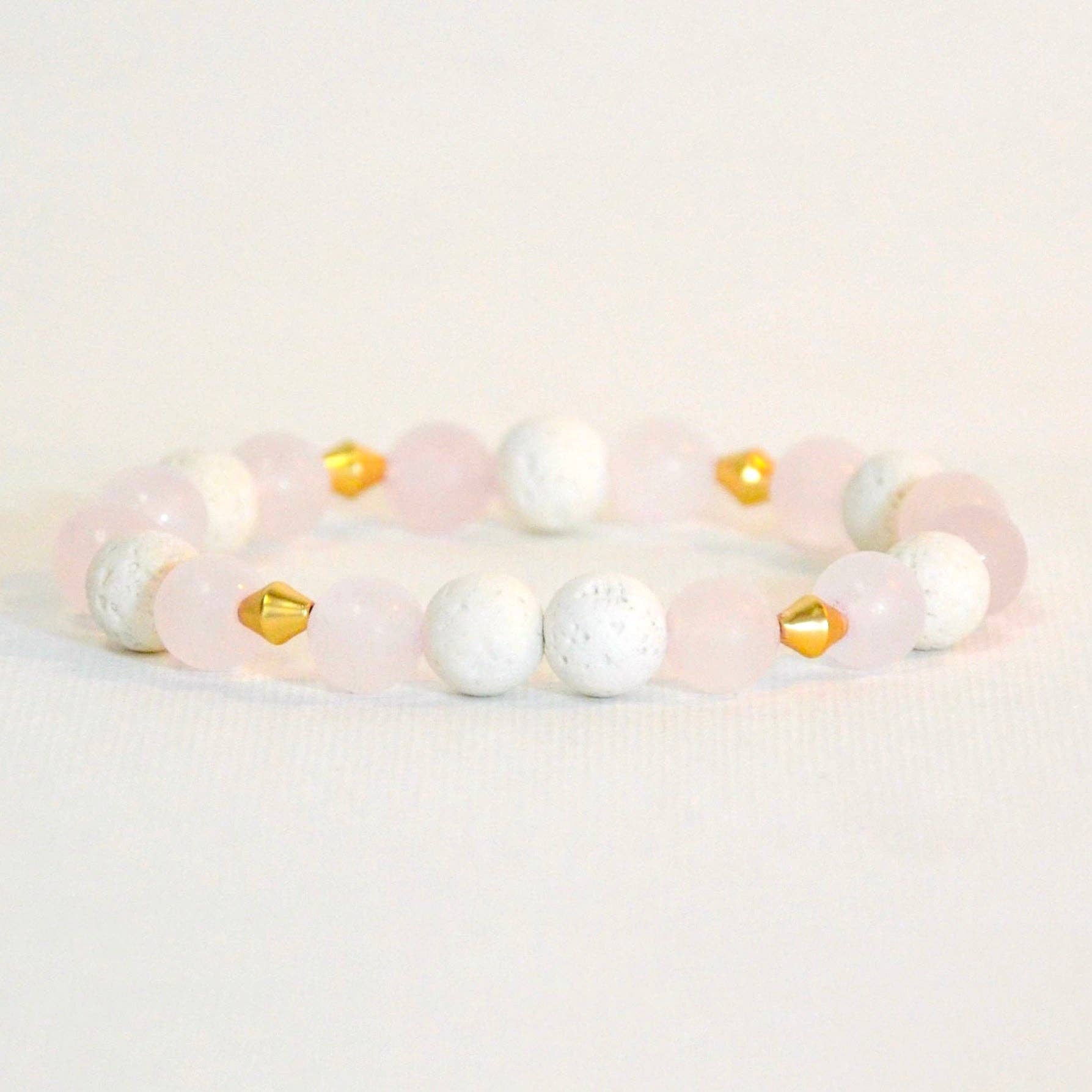 Stretch Bracelet | Rose Quartz & White Lava Stone