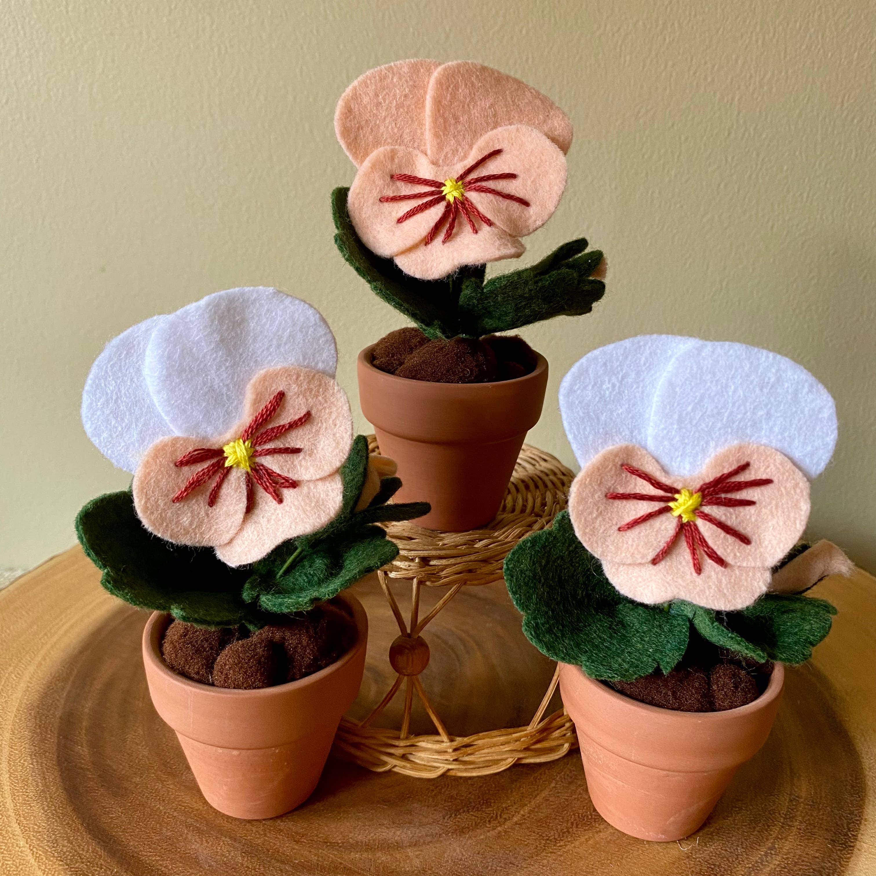 Pansy Felt Forever Flower: Purple/Yellow