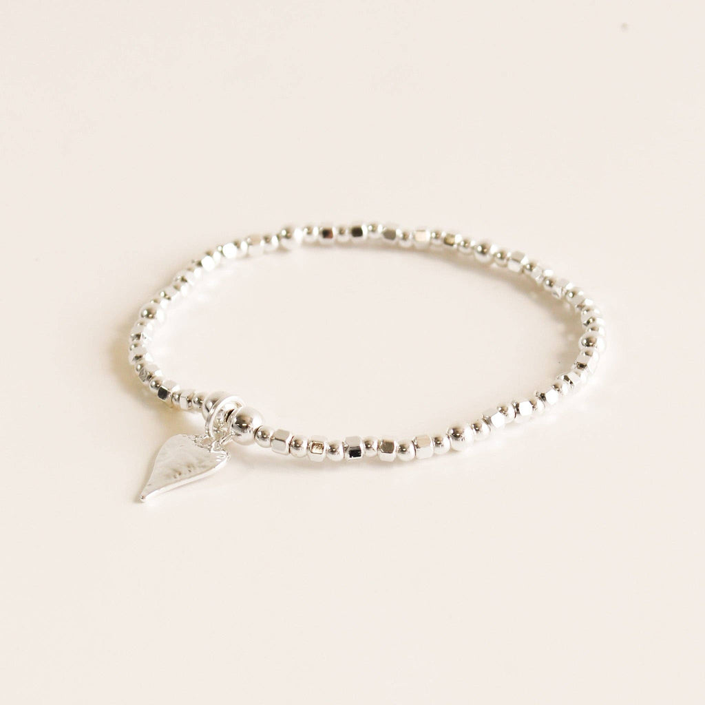Stretch Bracelet | Silver with Heart Charm