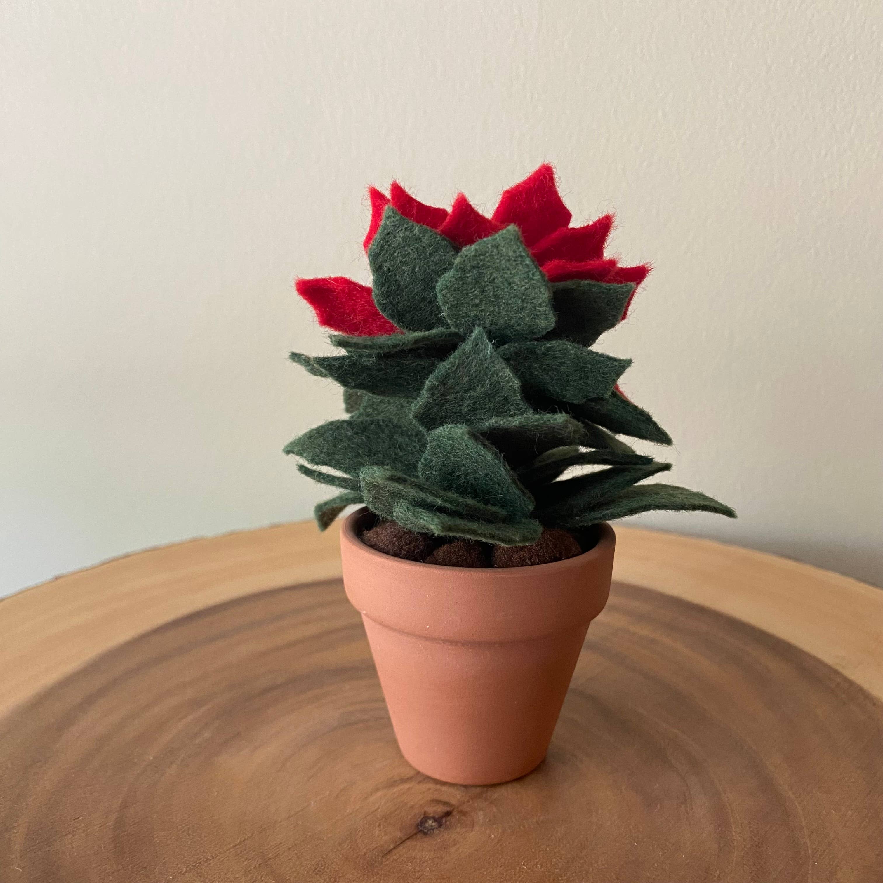 Christmas Mini Felt Poinsettia in Terracotta Pot