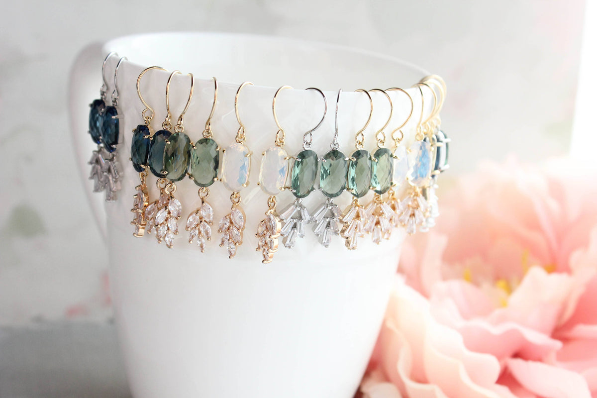 Art Deco Earrings | Sea Green