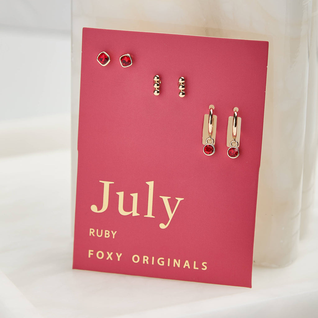July Birthstone Stud & Huggie Hoop Earrings | Spring 2026