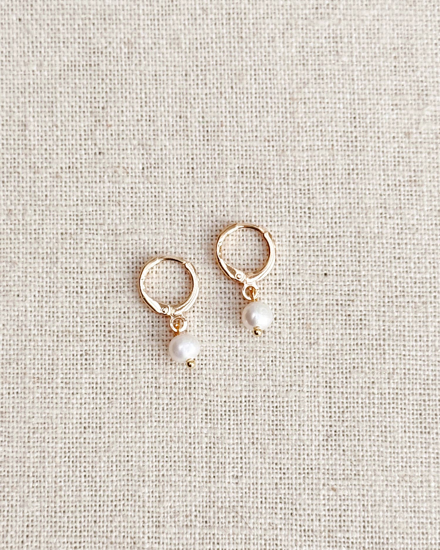Mini Pearl Huggie Hoop Earrings