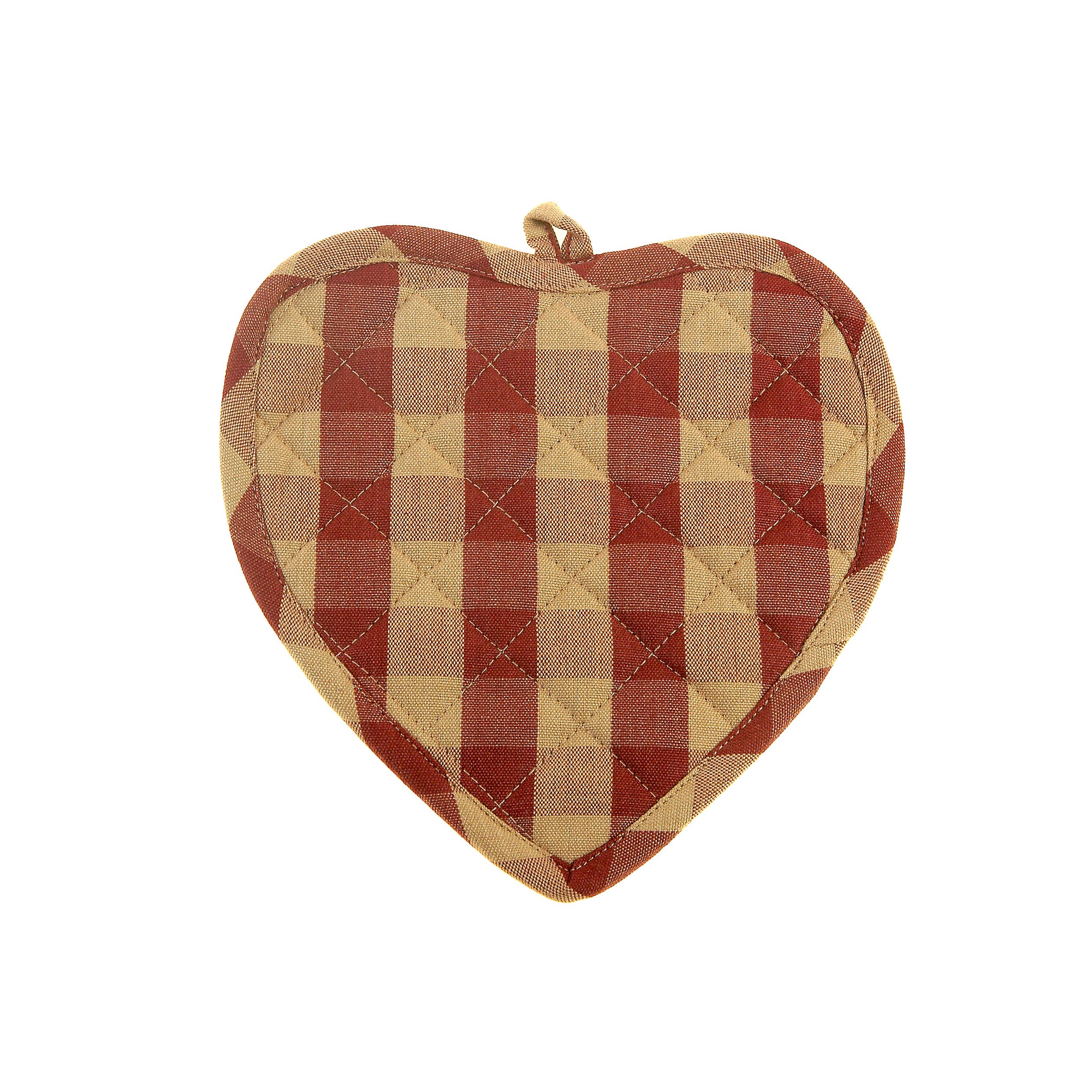 Pot Holder Heart Shaped - Burgundy Check