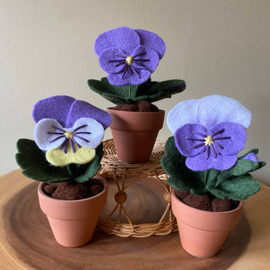 Pansy Felt Forever Flower: Purple/Yellow