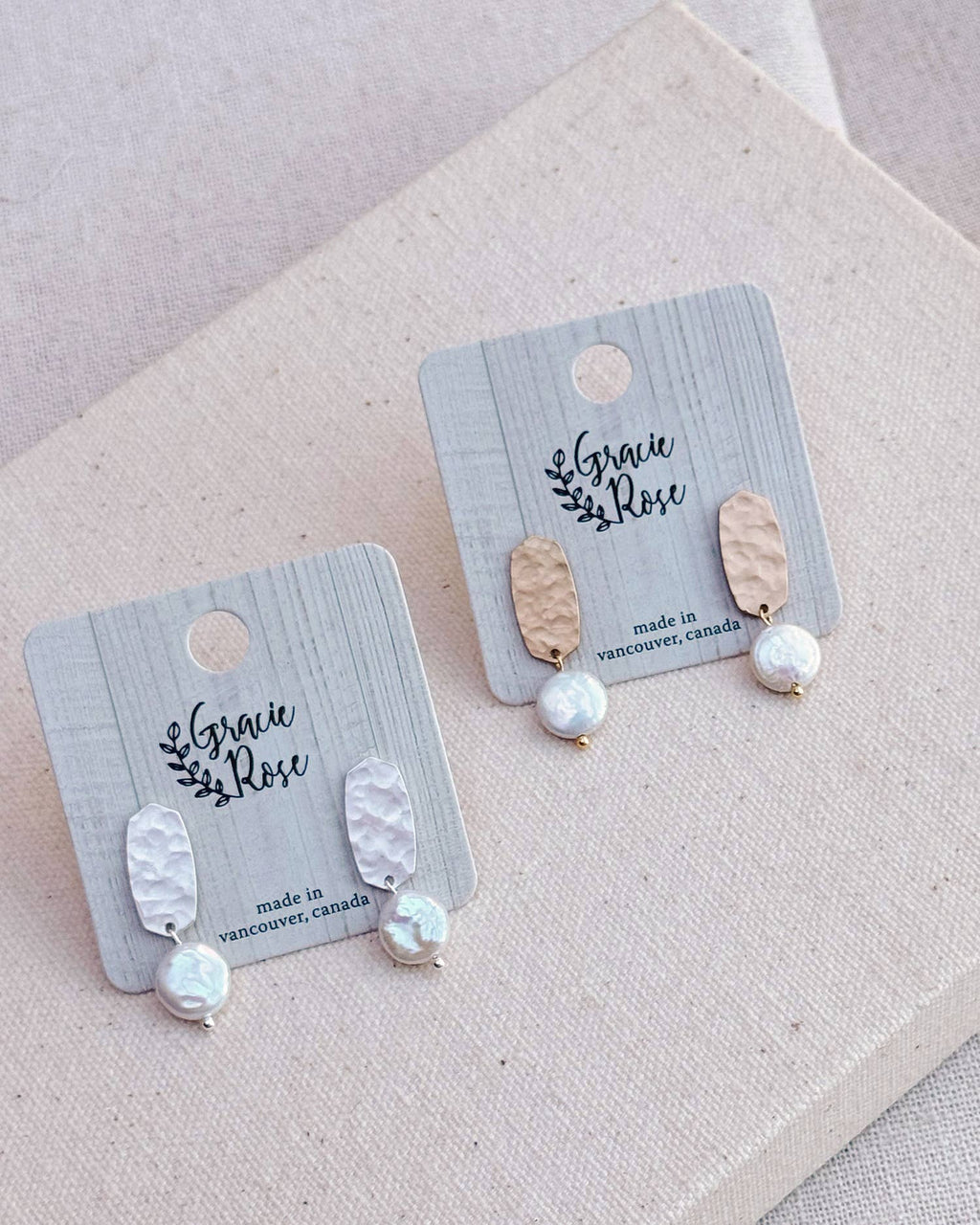 Hammered Stud Coin Pearl Drop Earrings