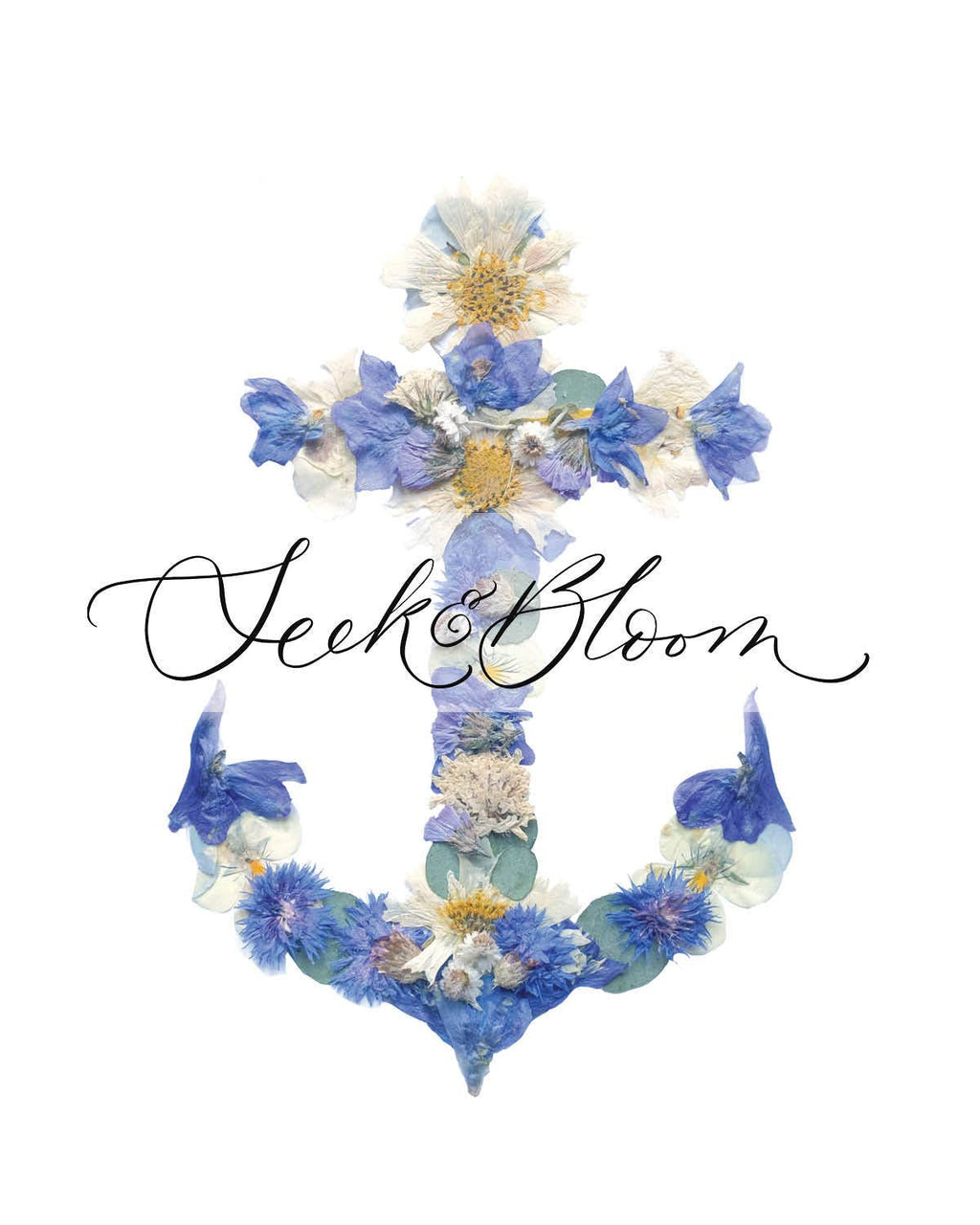 Anchor Pressed Flower Art Print 8x10