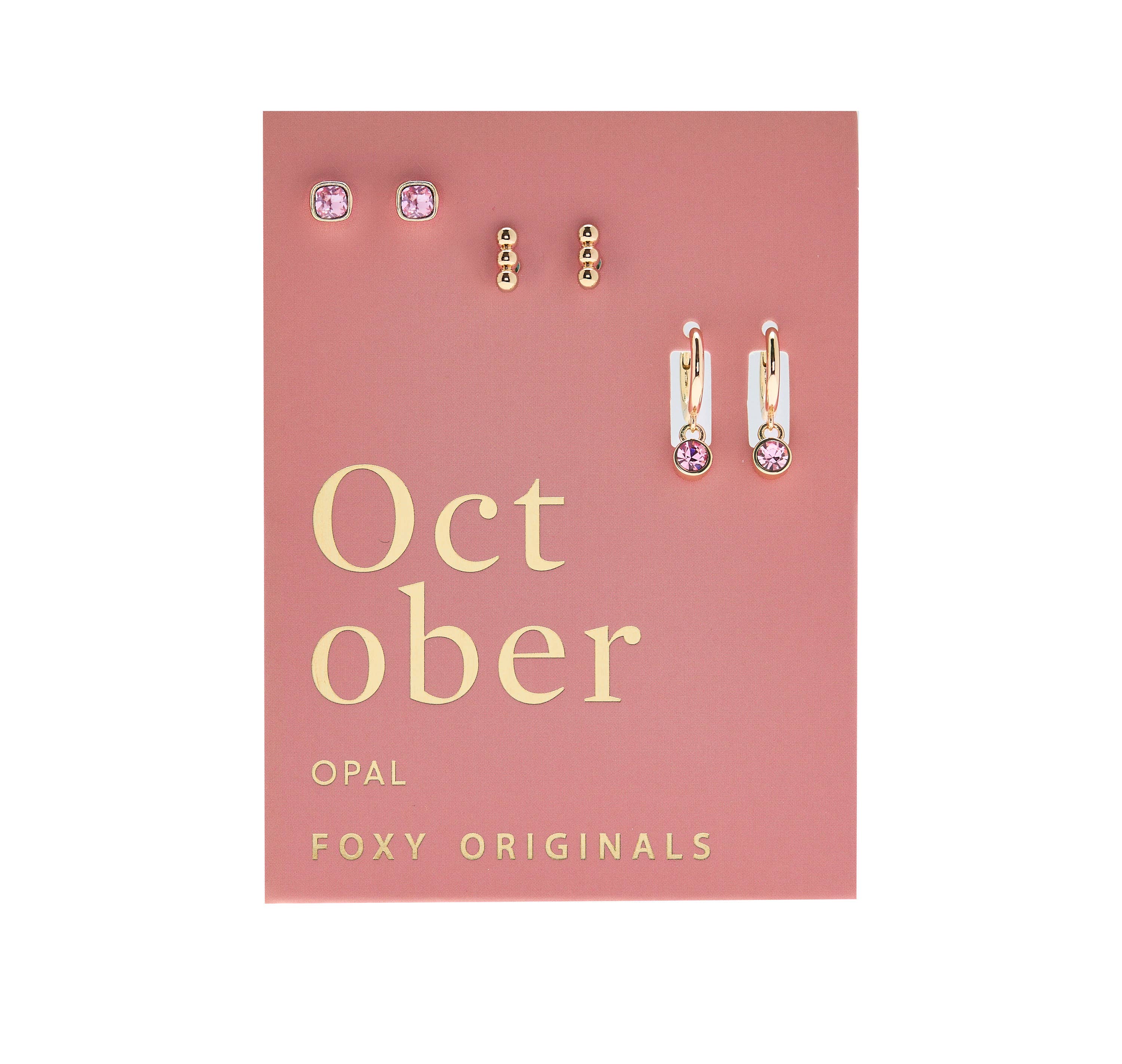 October Birthstone Stud + Huggie Hoop Earrings | Spring 2026