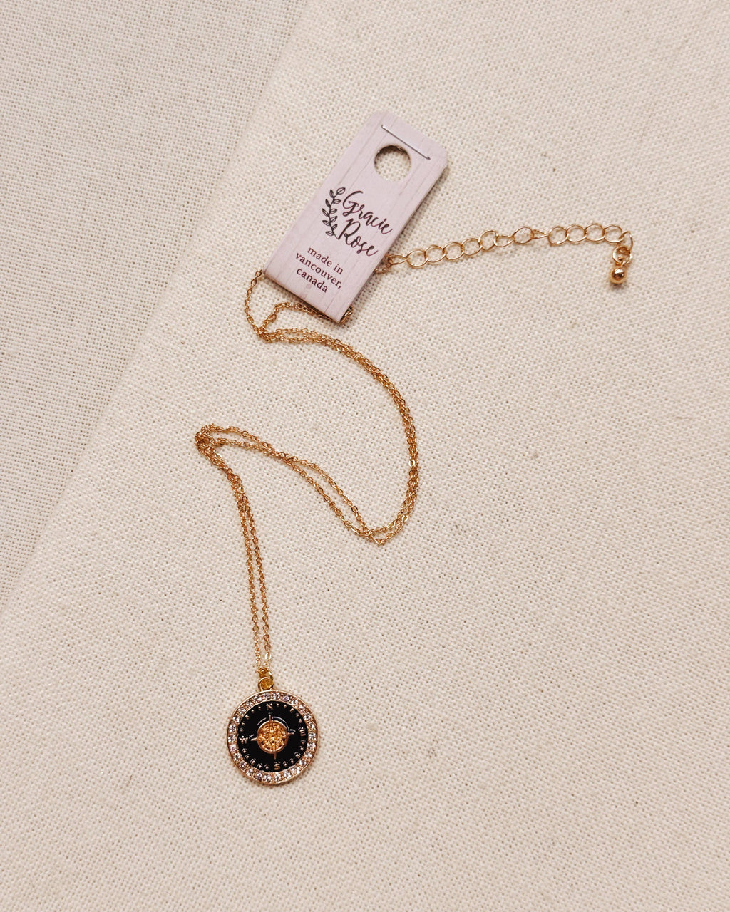 Double Sided Gold Compass Necklace