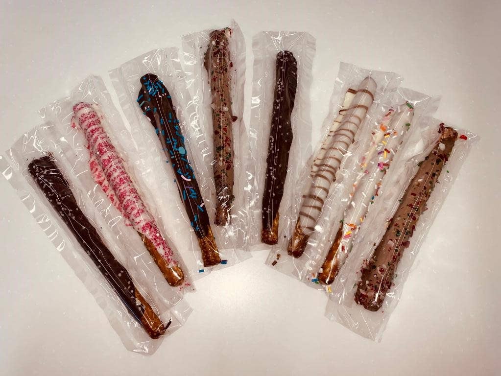 Belgian Chocolate Pretzel Rods: Chocolate Dipped in bag