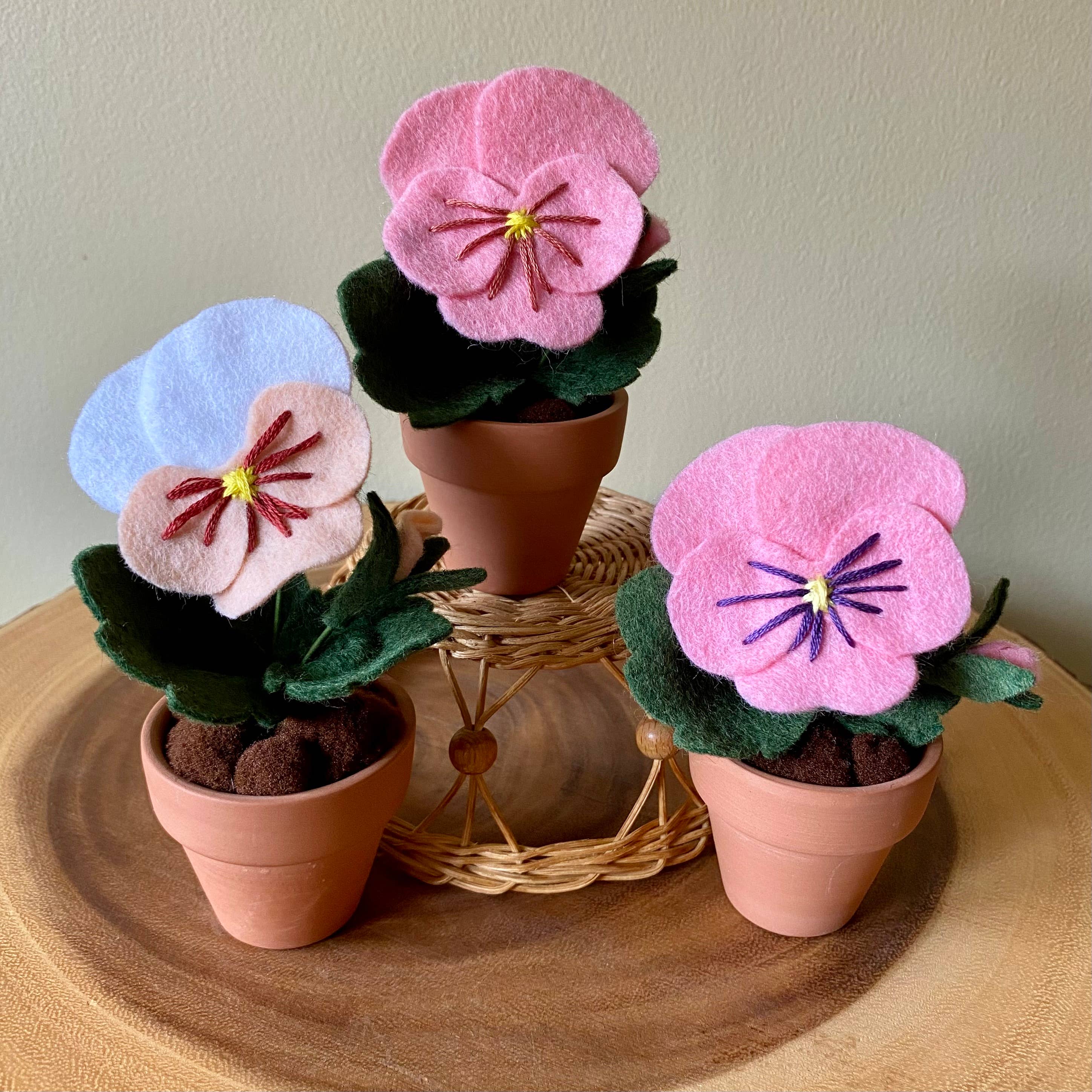 Pansy Felt Forever Flower: Purple/Yellow