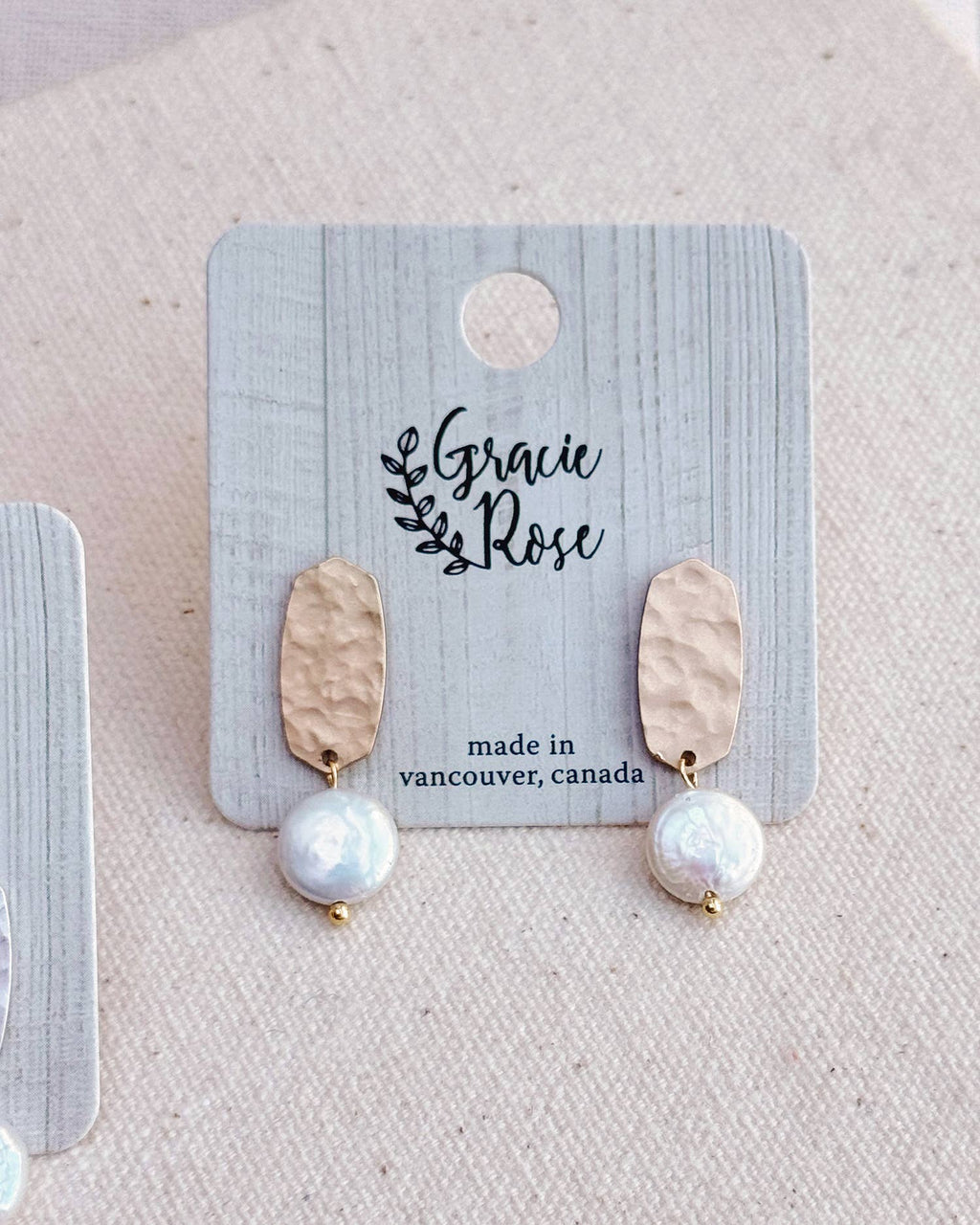 Hammered Stud Coin Pearl Drop Earrings