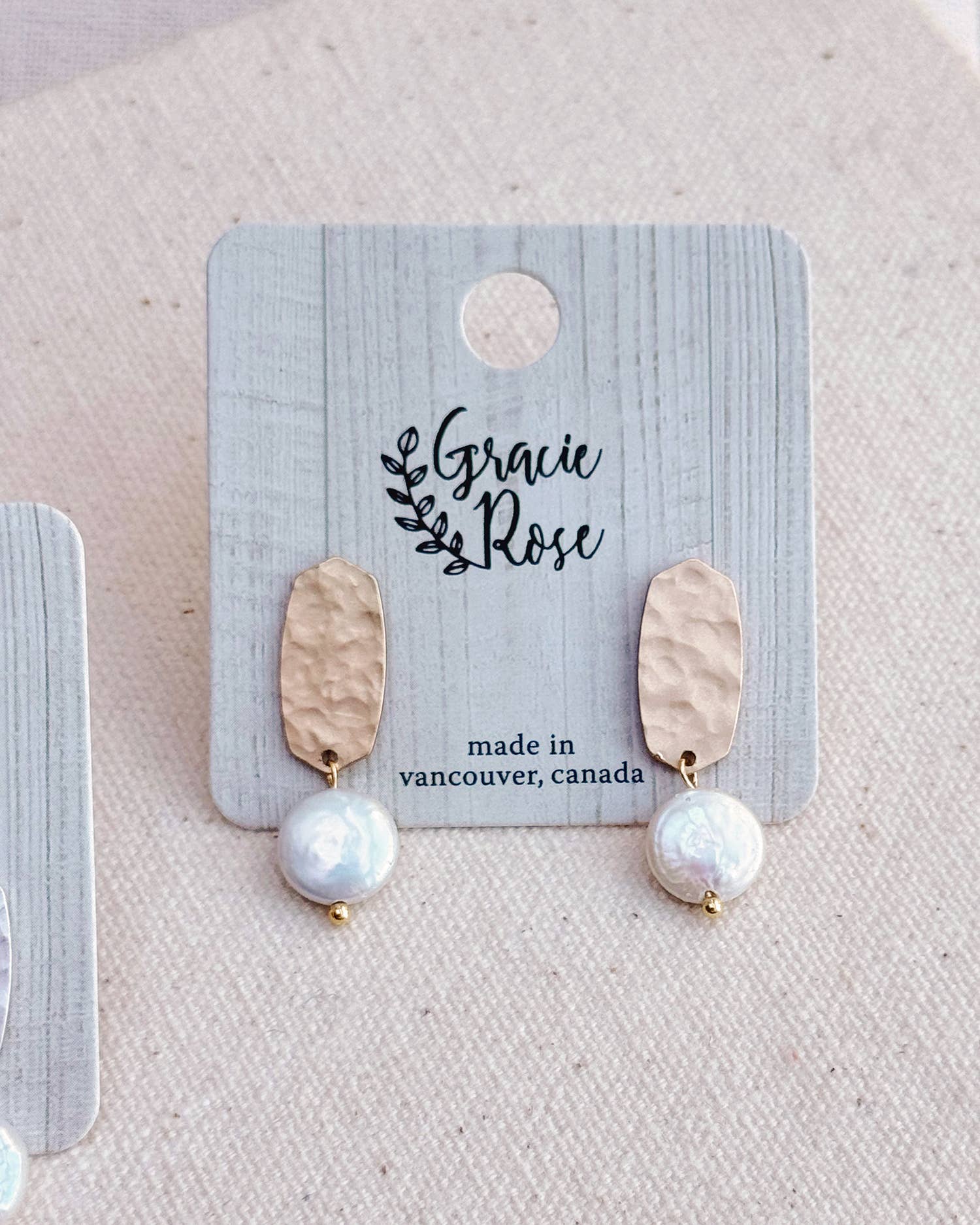 Hammered Stud Coin Pearl Drop Earrings