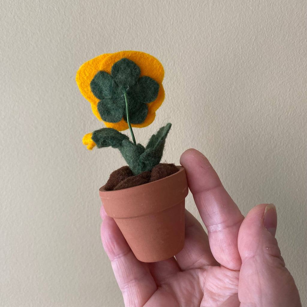 Pansy Felt Forever Flower: Purple/Yellow