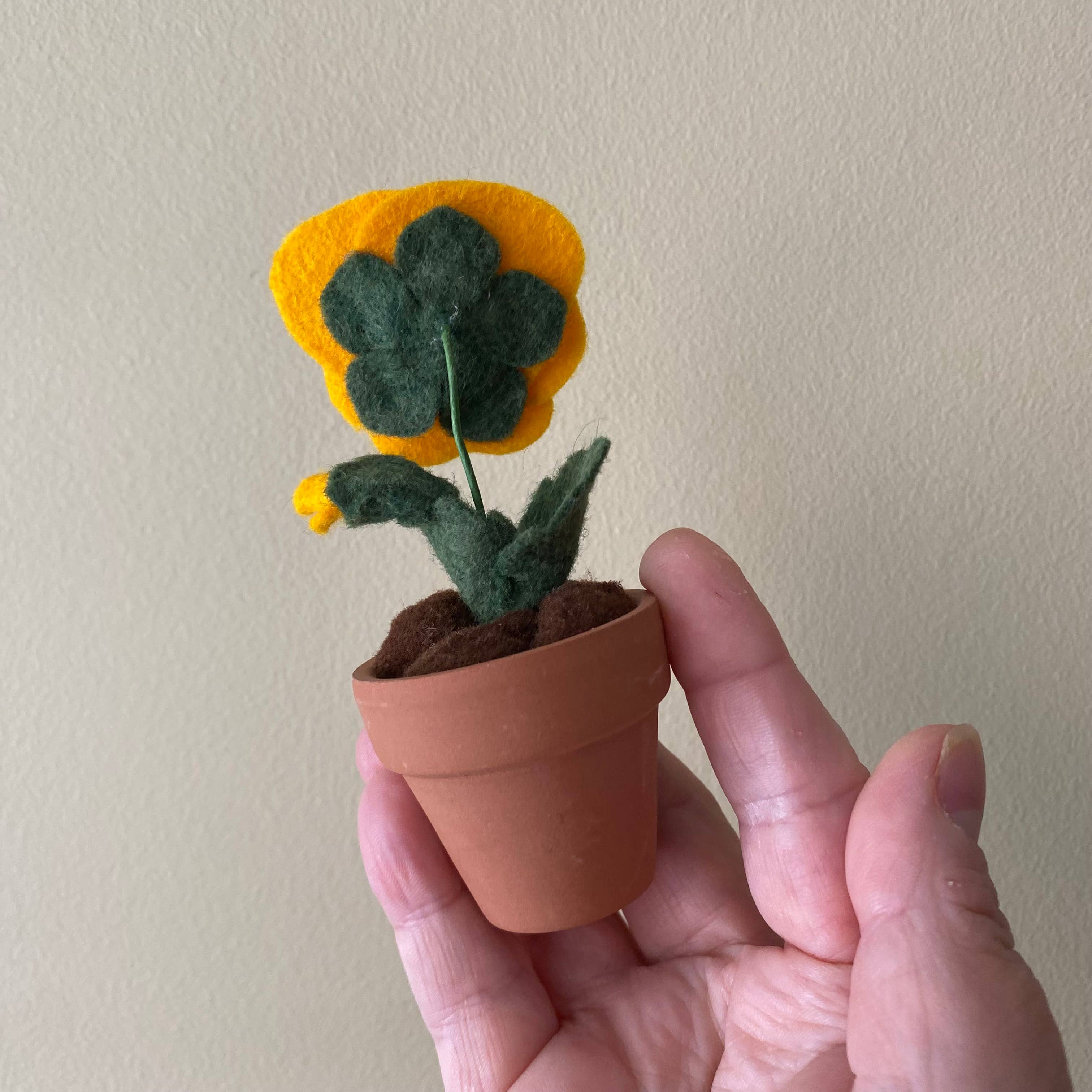 Pansy Felt Forever Flower: Purple/Yellow