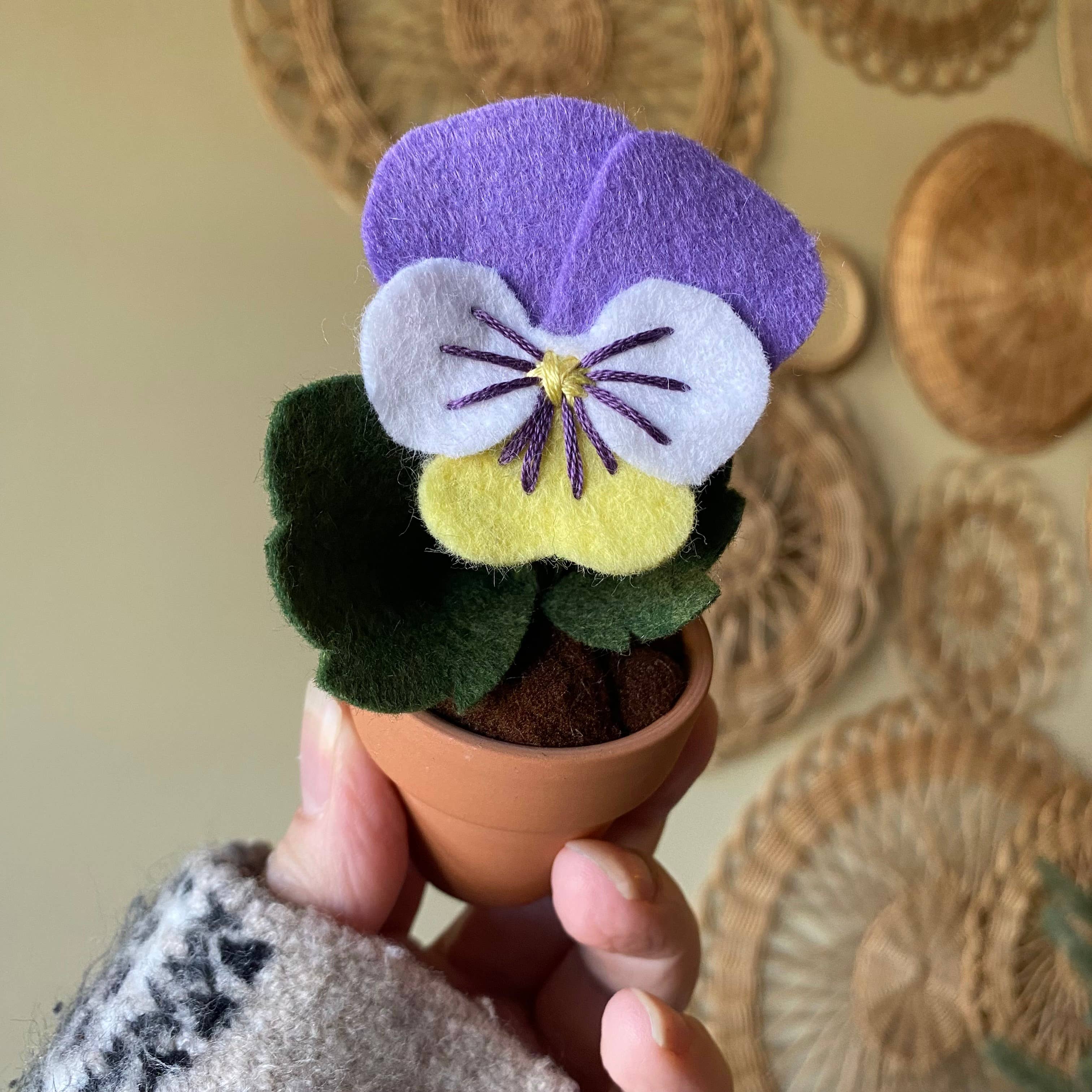 Pansy Felt Forever Flower: Purple/Yellow