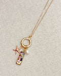 Abalone & Freshwater Pearl Starfish Charm Gold Long Necklace