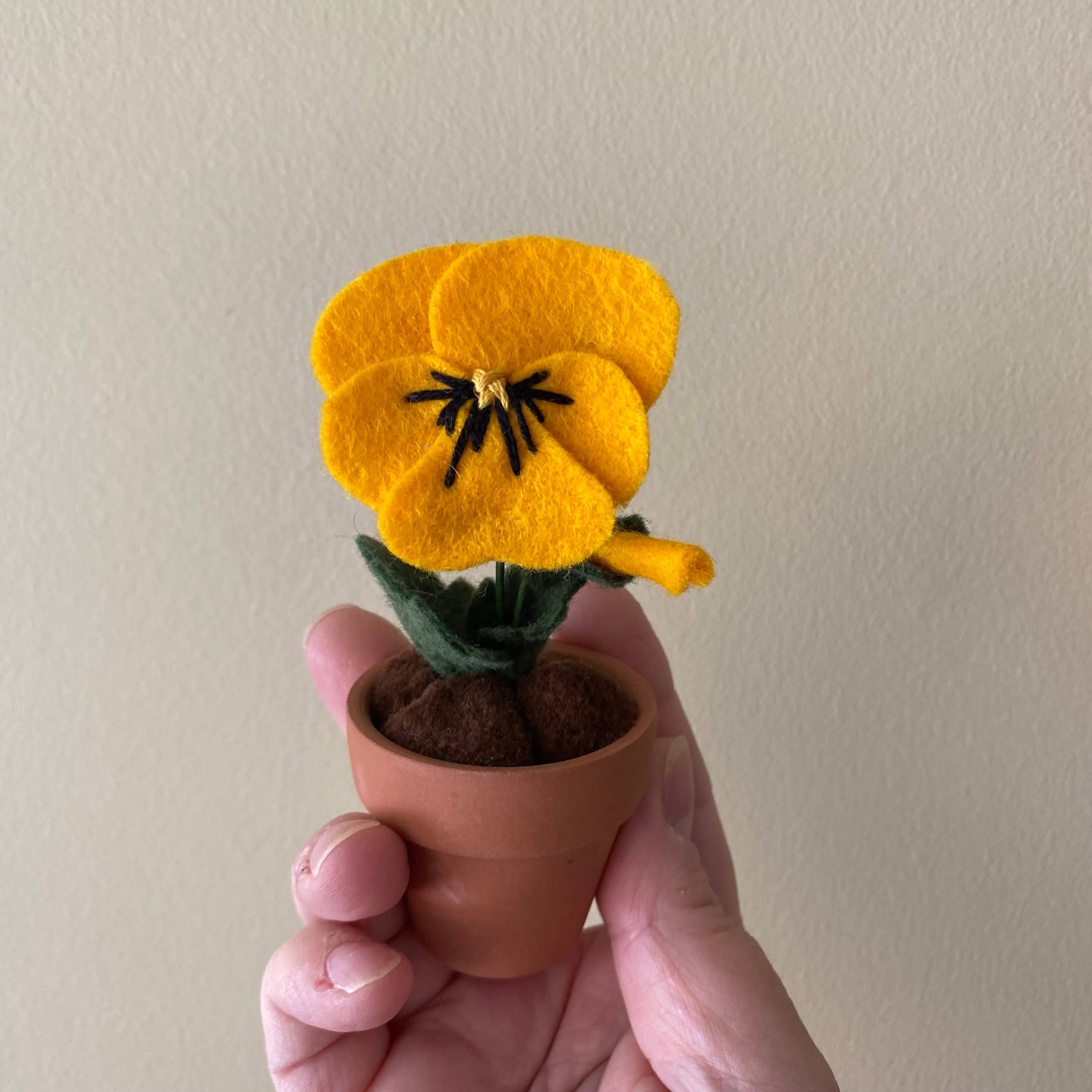 Pansy Felt Forever Flower: Purple/Yellow