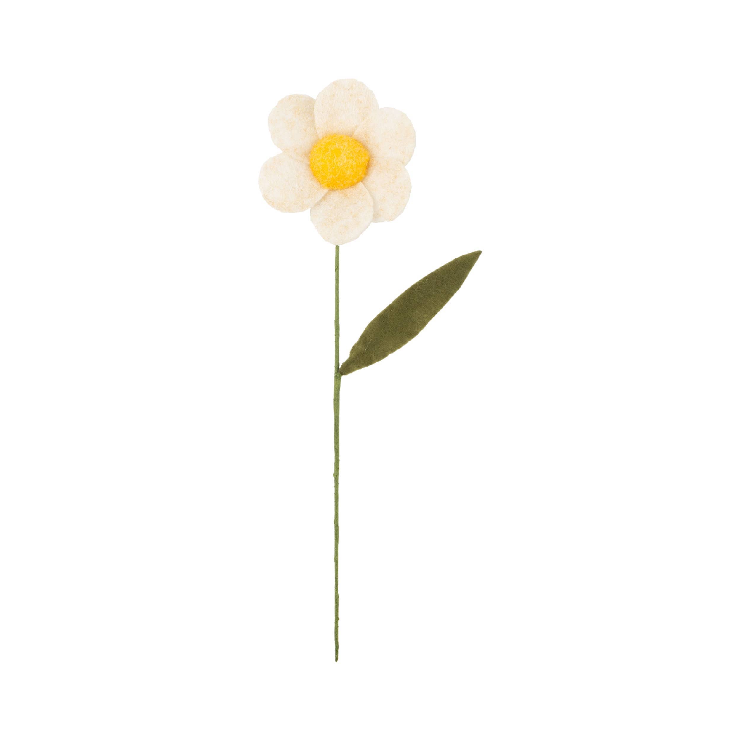 A64299: Felt daisy shape flower on wrap wire pick,yellow c