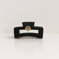 Claw Clip | Black Velvet with Gold Flower