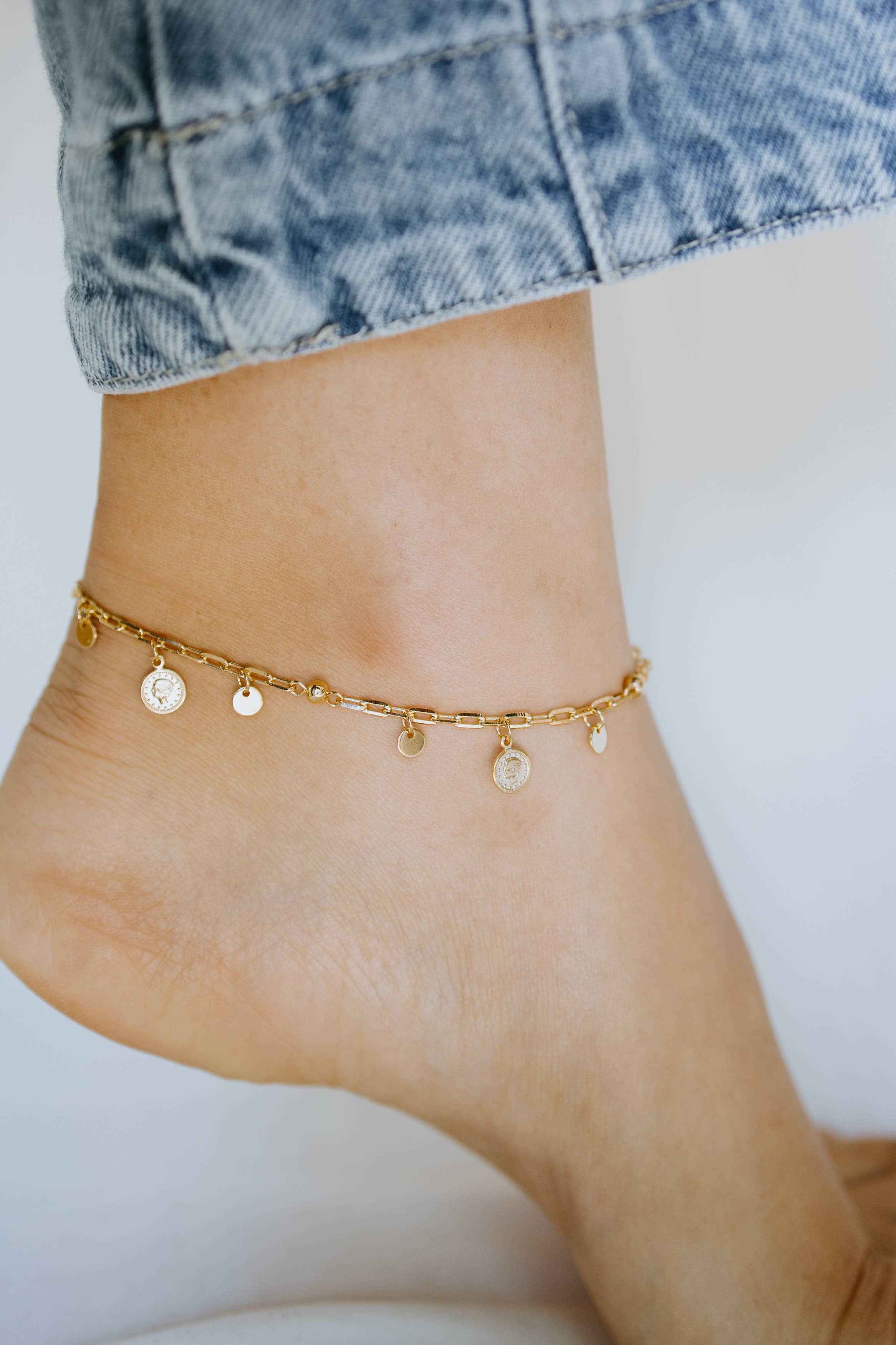 Gold Coin Charm Anklet