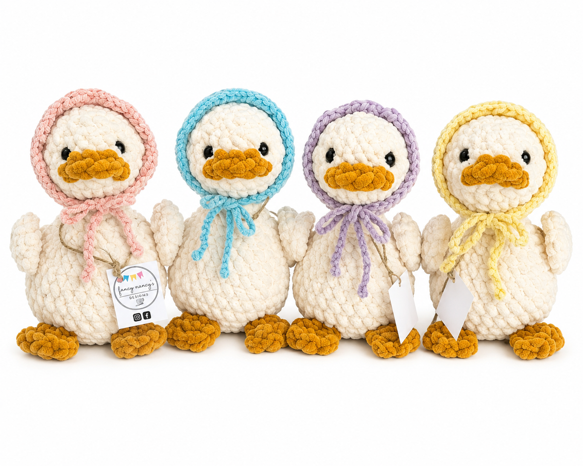 Handmade Crochet Goose with Bonnet