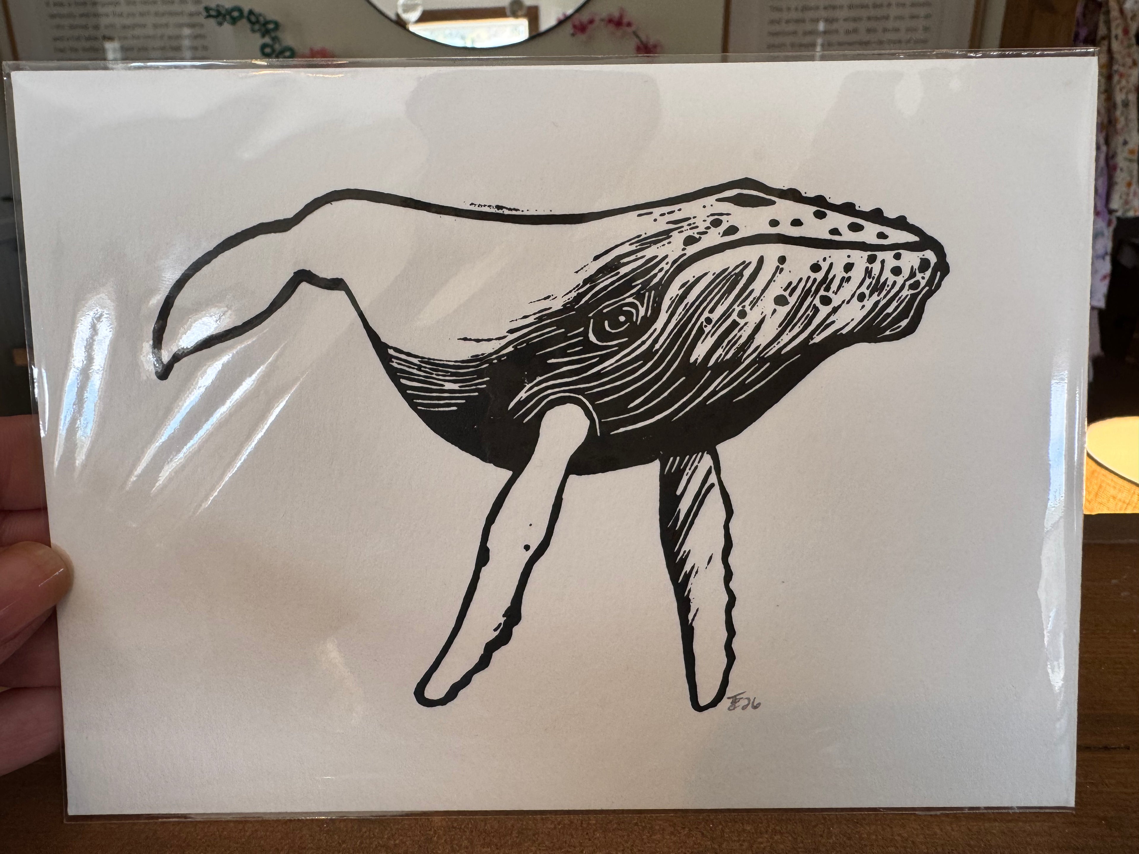Original Linocut Block Print | Humpback