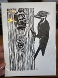 Original Linocut Block Print | Woodpeckers